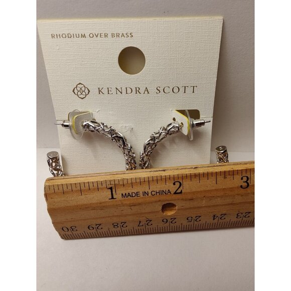 Kendra Scott Maeve Filigree Rhodium Over Brass Silver-Tone Hoop Earrings NWT - Picture 7 of 7